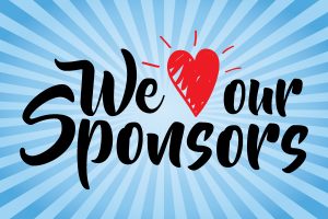 We Love Our Sponsors graphic with heart illustration